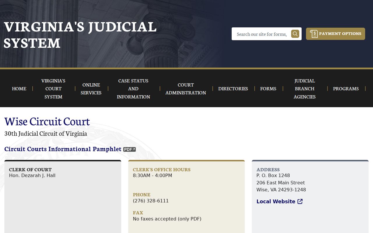 Wise warrant search, official Wise Circuit Court contact page