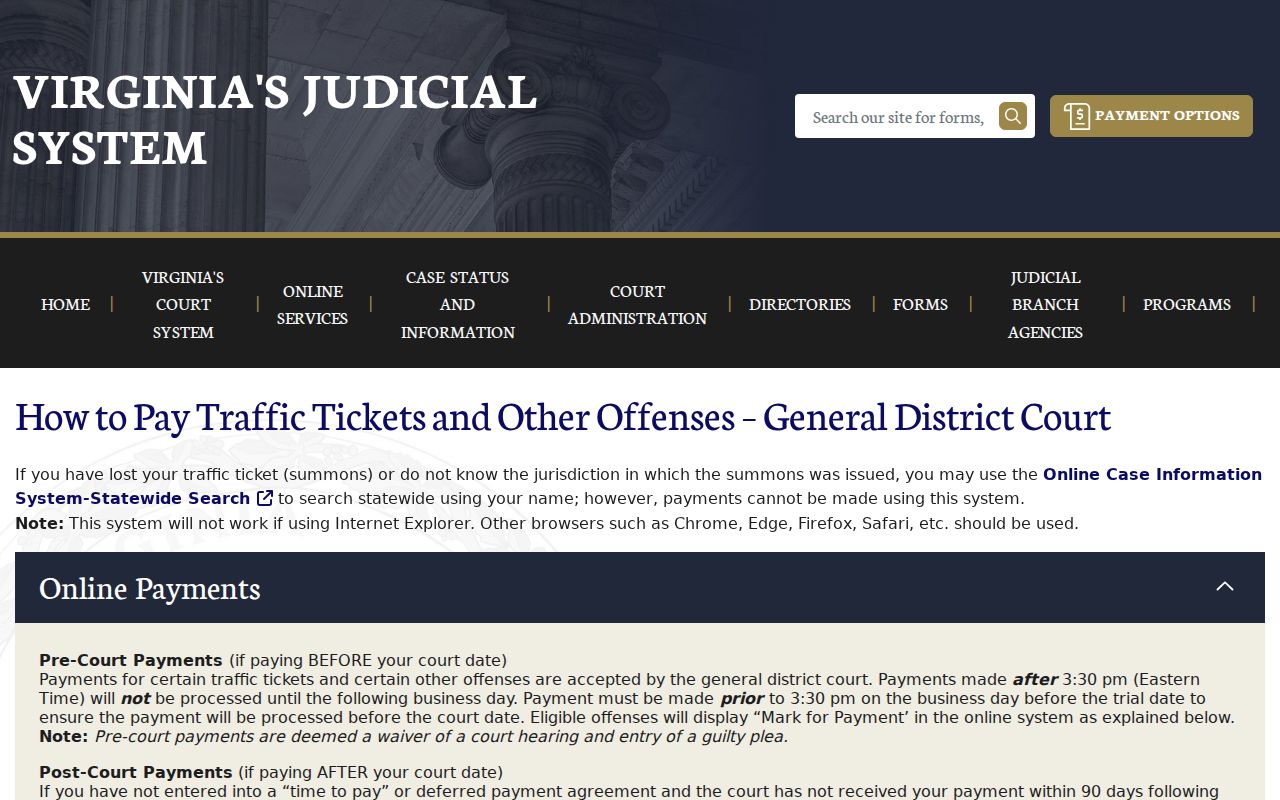Wise County traffic warrant search, Virginia official ticket payment guidance